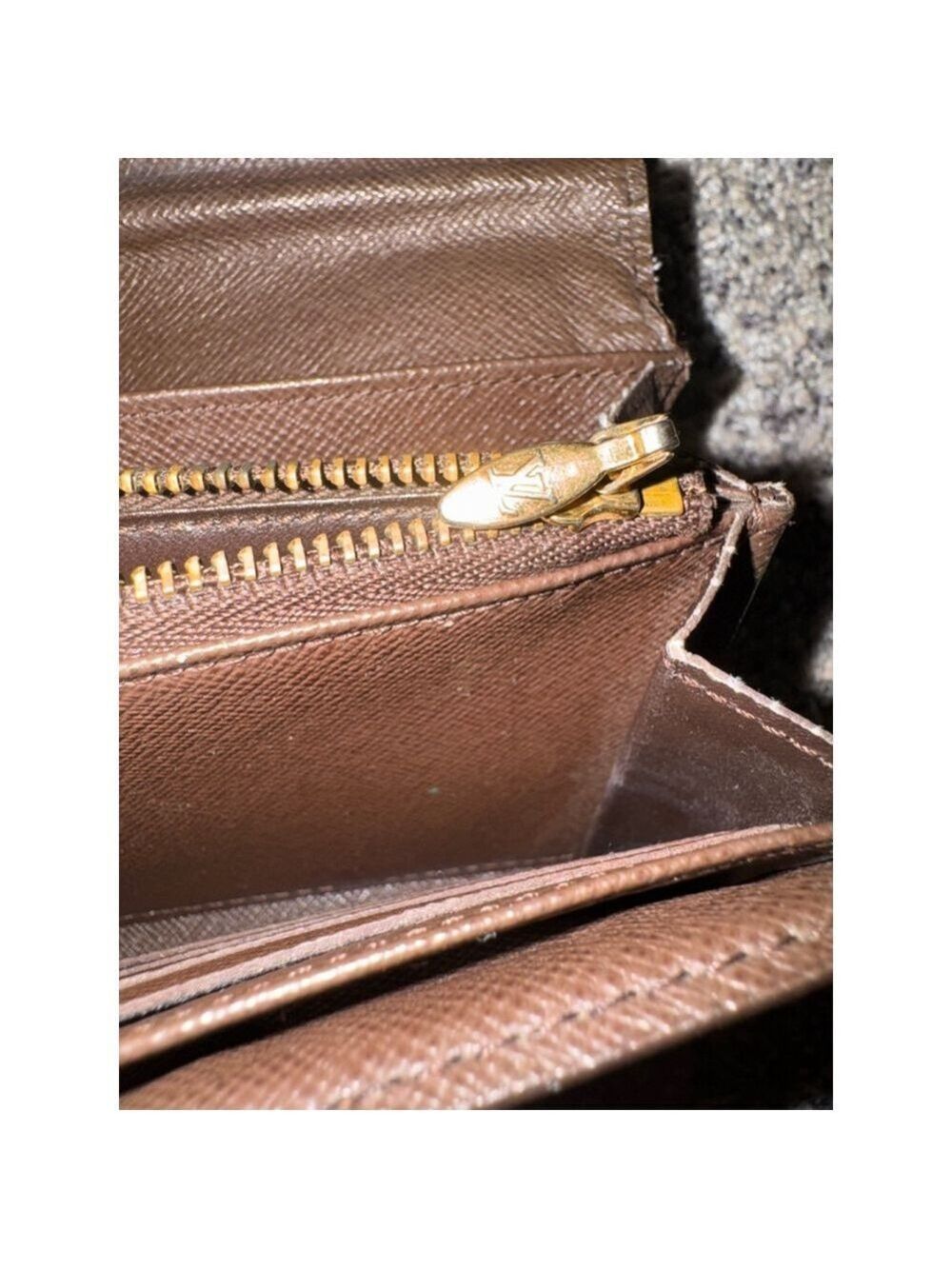 Louis Vuitton Damier Ebene Long Wallet Push Lock Clutch Style Brown Checkered - Picture 8 of 16